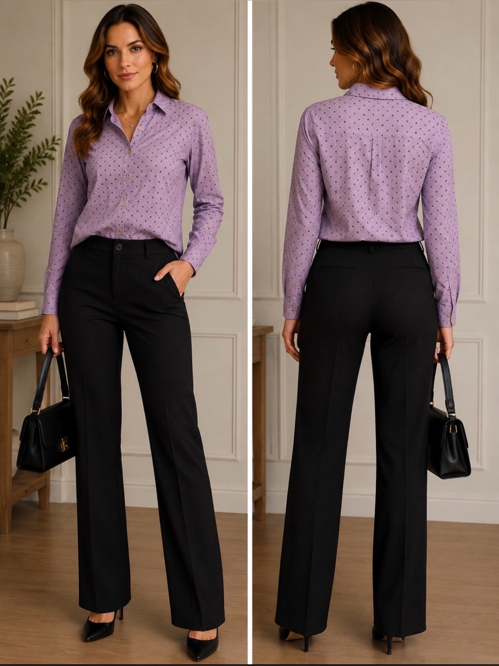 Tommy Hilfiger Lavender Patterned Button Down Shirt
